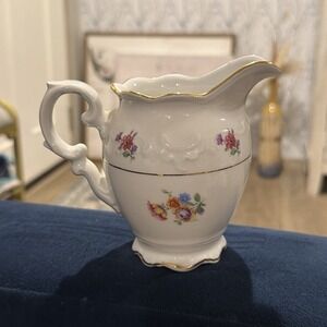 Antique Bavarian Creamer Human Germany Tiny Flowers Rare HTF